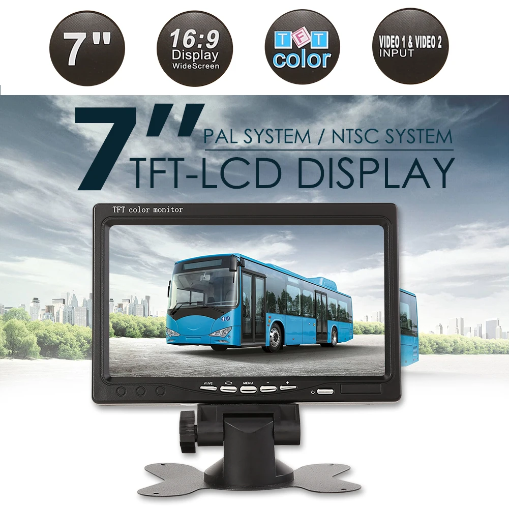 7-инчов TFT LCD монитор с 2-бандов видеовходом за домашно охранителна камера за обратно виждане на автомобила2