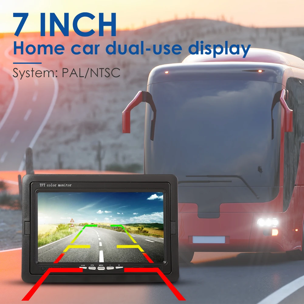 7-инчов TFT LCD монитор с 2-бандов видеовходом за домашно охранителна камера за обратно виждане на автомобила5