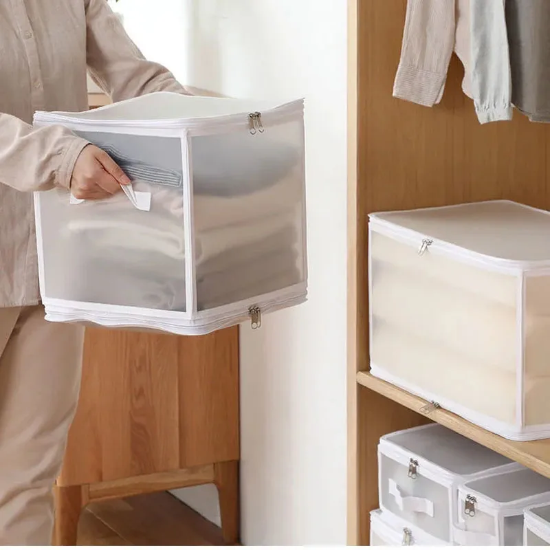 Дебели Кутия за съхранение на дрехи от полипропиленови материали, Голям просторен Сгъваем Органайзер за дребни неща, однотонное стеганое одеяло, влагоустойчив, отговарят на високи кутия за съхранение3
