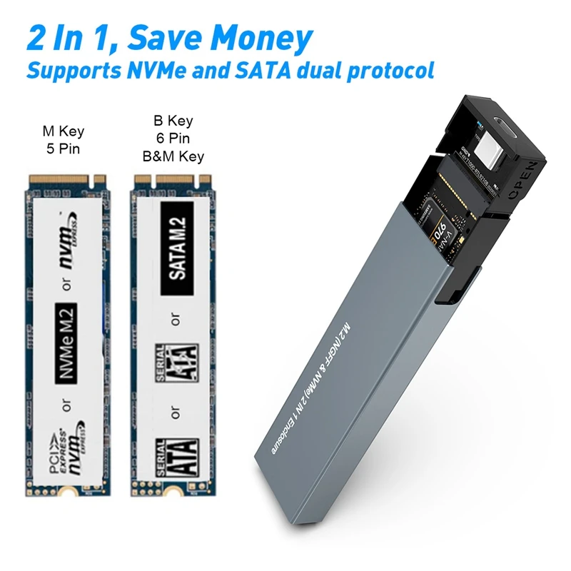 Корпус на твърдотелно устройство за съхранение M2 Nvme M. 2 КЪМ USB 3,1 Gen 2 SSD Адаптер с Двойно протокол За NVME NGFF SATA M + B Ключ 2230/2242/2260/2280 SSD3