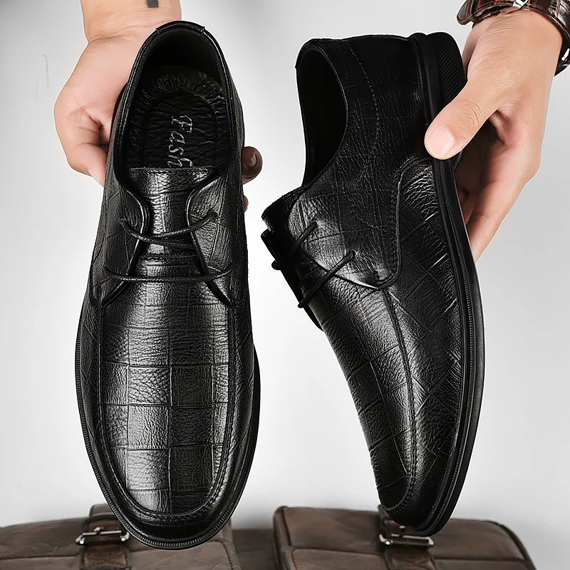 Обувки, Ежедневни Мъжки Кожени С Големи Пръсти Подметка, Универсална Бизнес Лятна Дишащи Обувки Дантела В Стил 2023, Мъжки Обувки, Лоферы За Мъже3