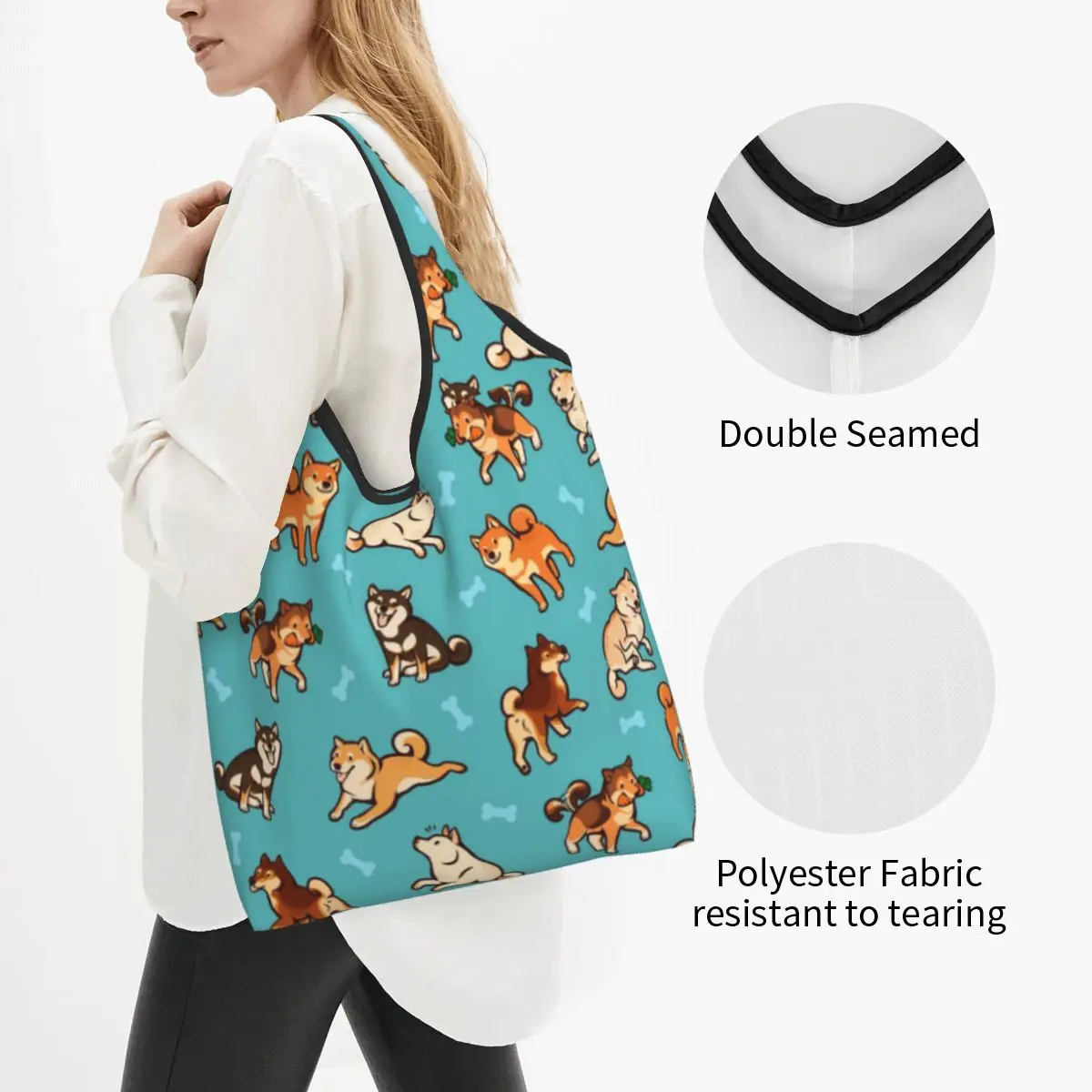 Множество скъпа пазарска чанта за кучета порода Shiba-ин, дамски чанти-тоут, преносими японски чанти за пазаруване на продукти за домашни любимци1