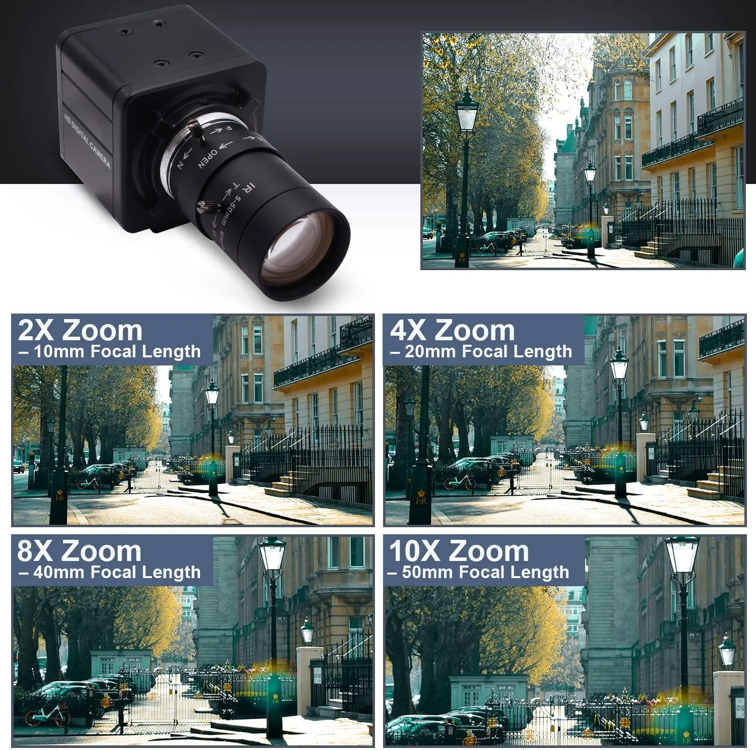 ELP при ниска осветеност 1,3-мегапикселова HD USB-камера, 960P AR0130 30 кадъра в секунда с ръчно варифокальным увеличение Уеб камера за промишлени приложения2