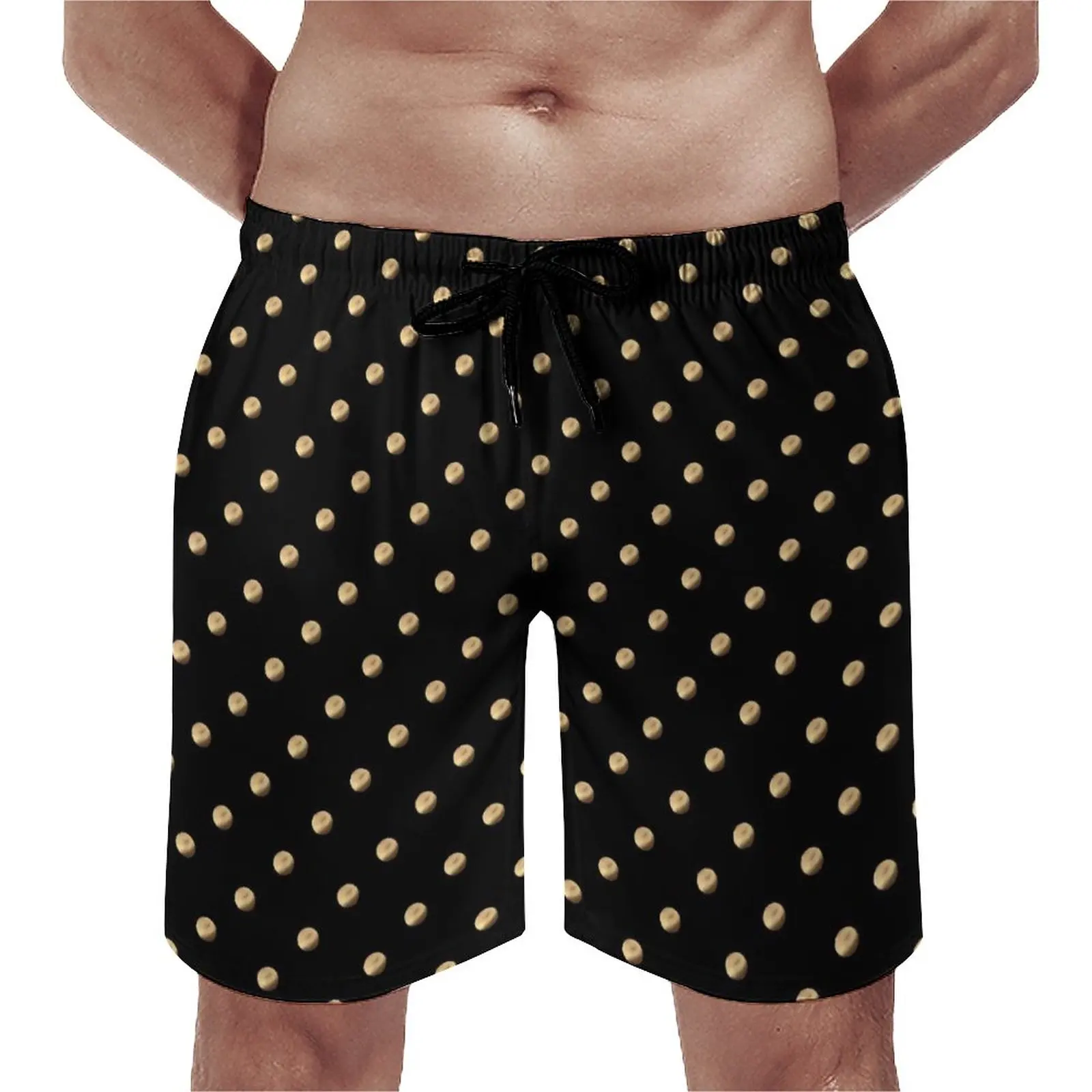 Плажни къси Панталони на Точки, Модни Топене на Черни и Златни Цветове, бързо съхнещи Мъжки Спортни Шорти за Фитнес Високо Качество, по-Големи Размери, Плажни Къси Панталони0