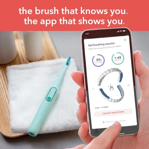 by Smart Toothbrush, Акумулаторна звукова четка за зъби с пътен футляром, тюркоаз4
