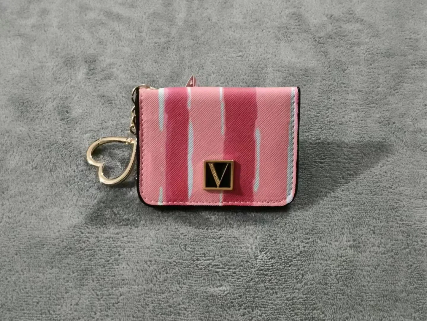 Нов Женски акордеон в розова ивица с множество прорези и джобове, портфейл за монети, портфейл за карти1
