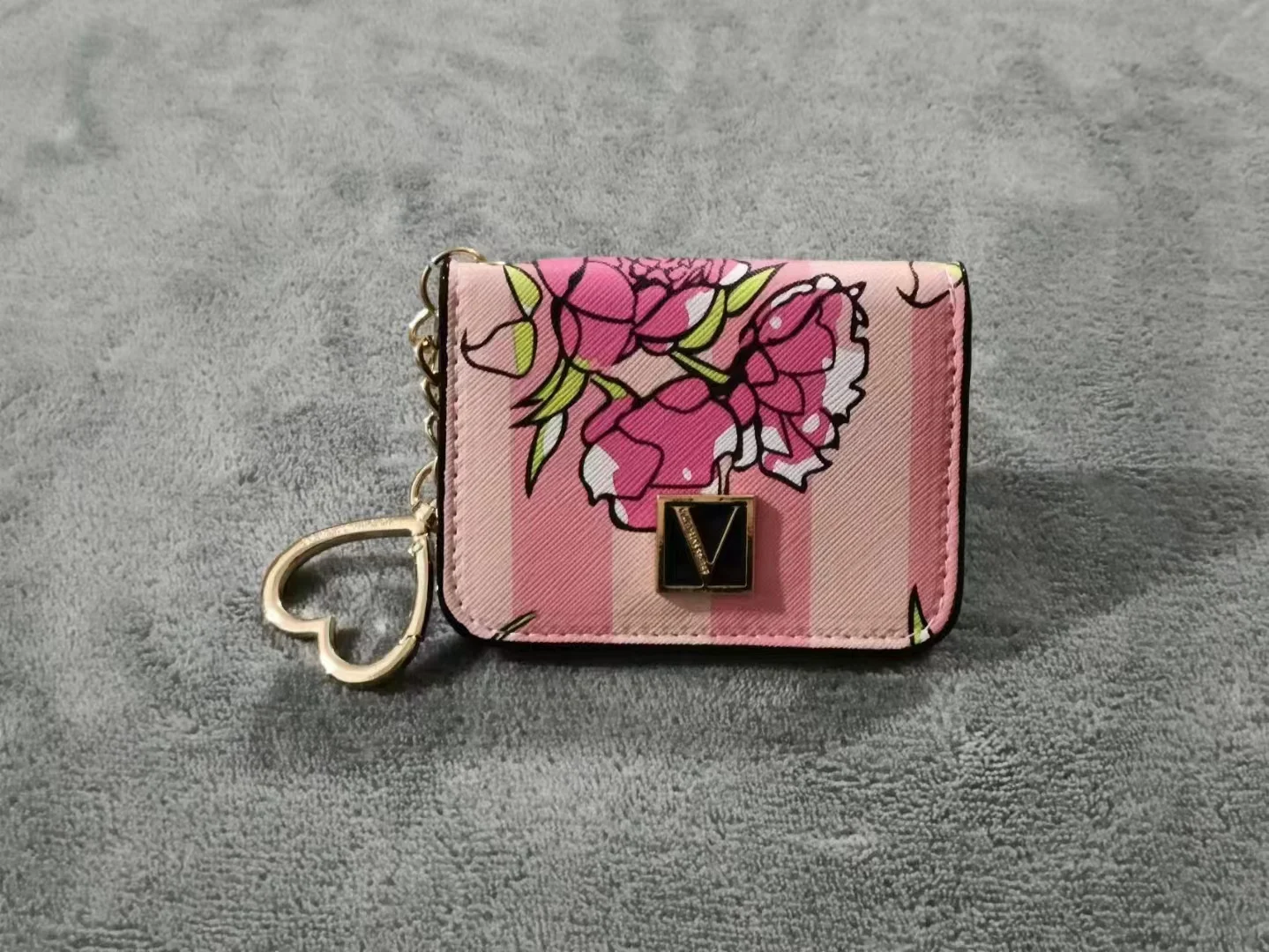 Нов Женски акордеон в розова ивица с множество прорези и джобове, портфейл за монети, портфейл за карти2