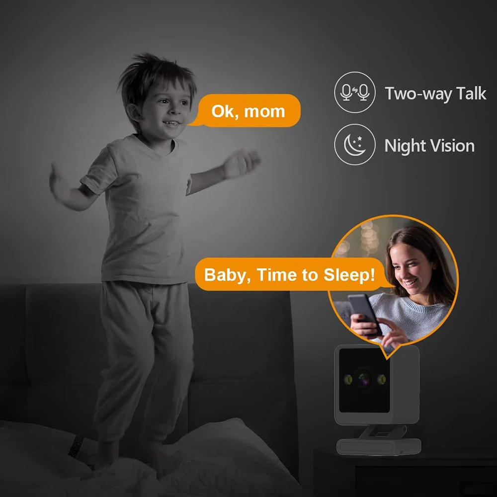 2K Mini Cube Camera Безжична Камера за Гледане на деца Малки Вътрешна Камера дома за Сигурност с Нощно Виждане AI Human Detection 2-way Talk2