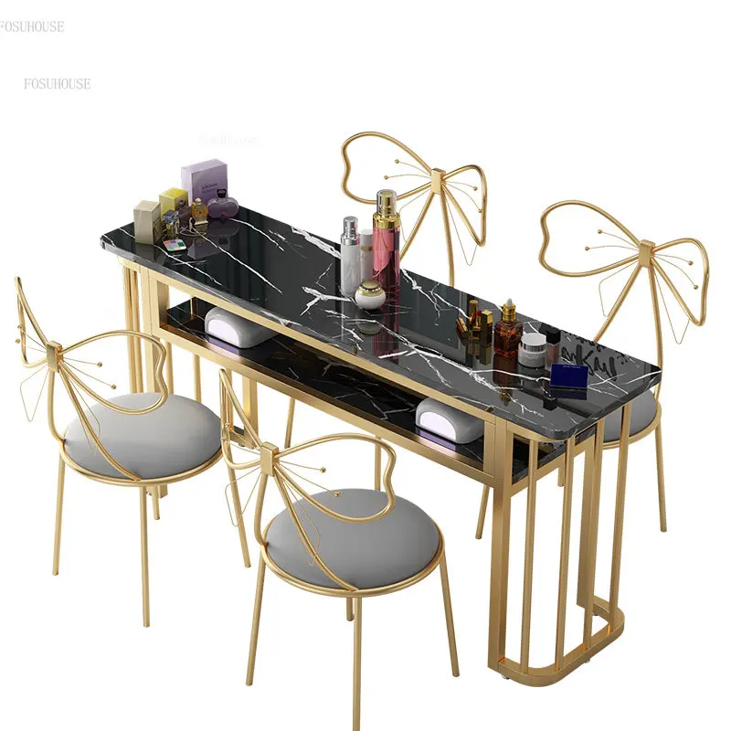 Модерен, Професионален Маникюр, маса за салон за красота Европейските Двойни Маникюр маси Креативна салонная мебели За една маса и стол2