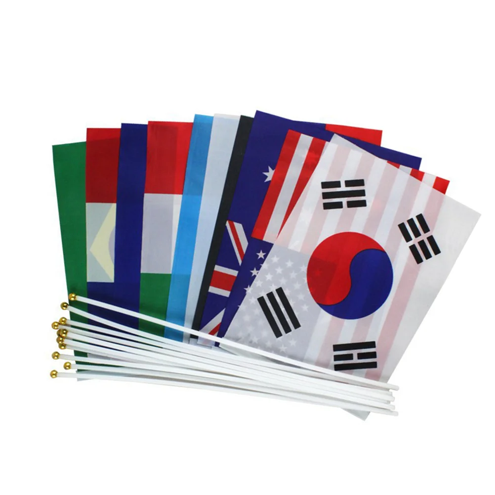 Ръчно Флаг 40 страни на Международния флаг на света Ръчни Малки Национални Миниатюрни знамена на банера за училищни спортове 40шт2