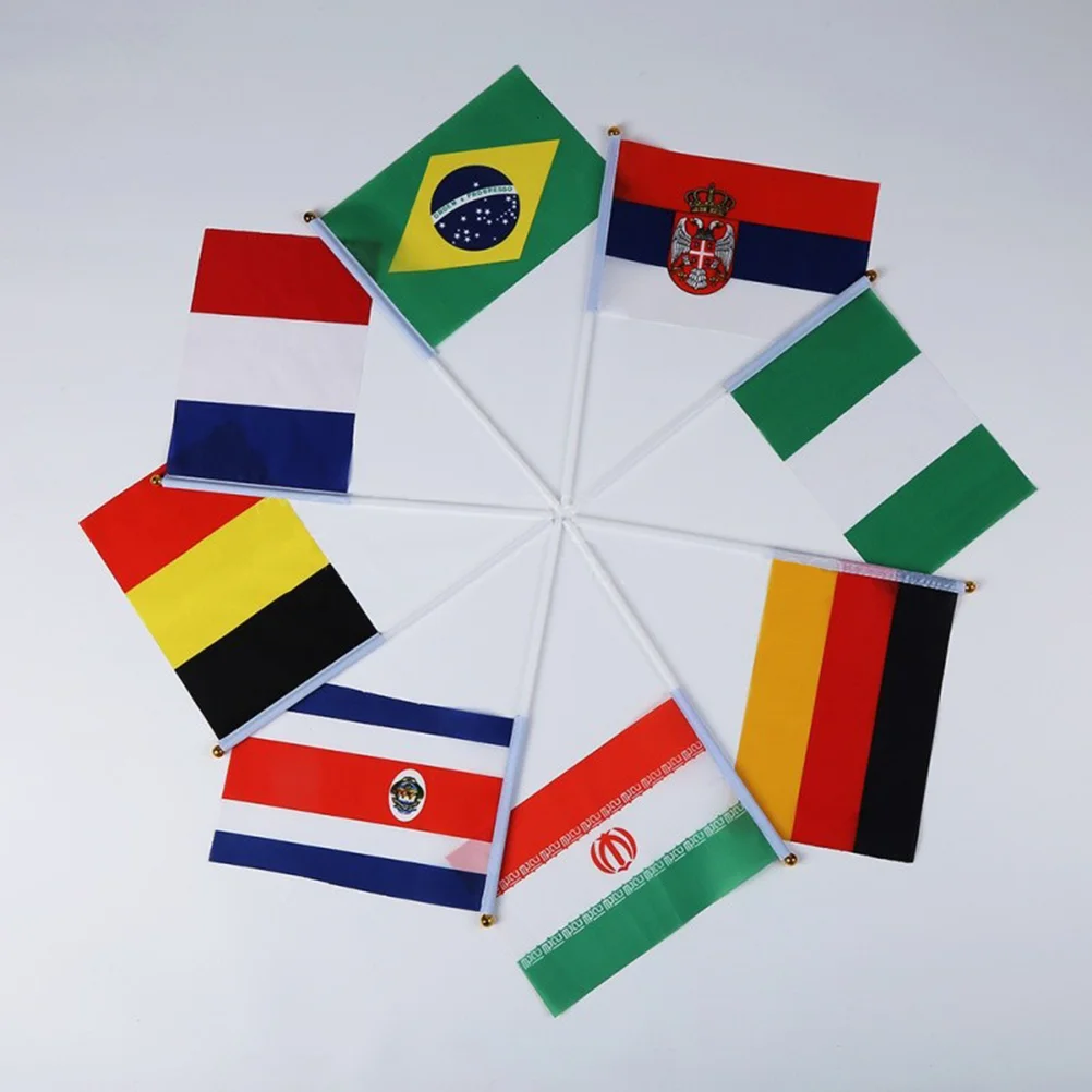 Ръчно Флаг 40 страни на Международния флаг на света Ръчни Малки Национални Миниатюрни знамена на банера за училищни спортове 40шт3