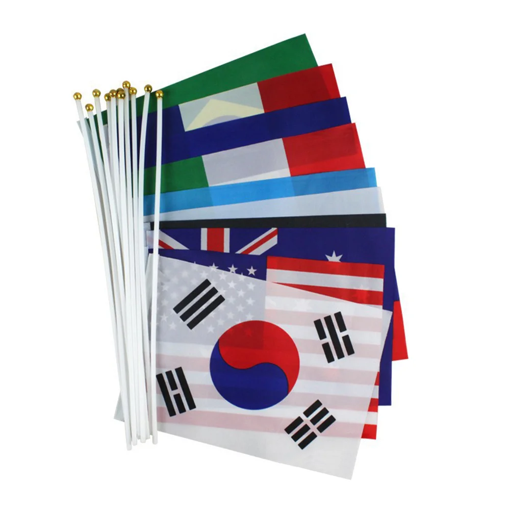 Ръчно Флаг 40 страни на Международния флаг на света Ръчни Малки Национални Миниатюрни знамена на банера за училищни спортове 40шт4