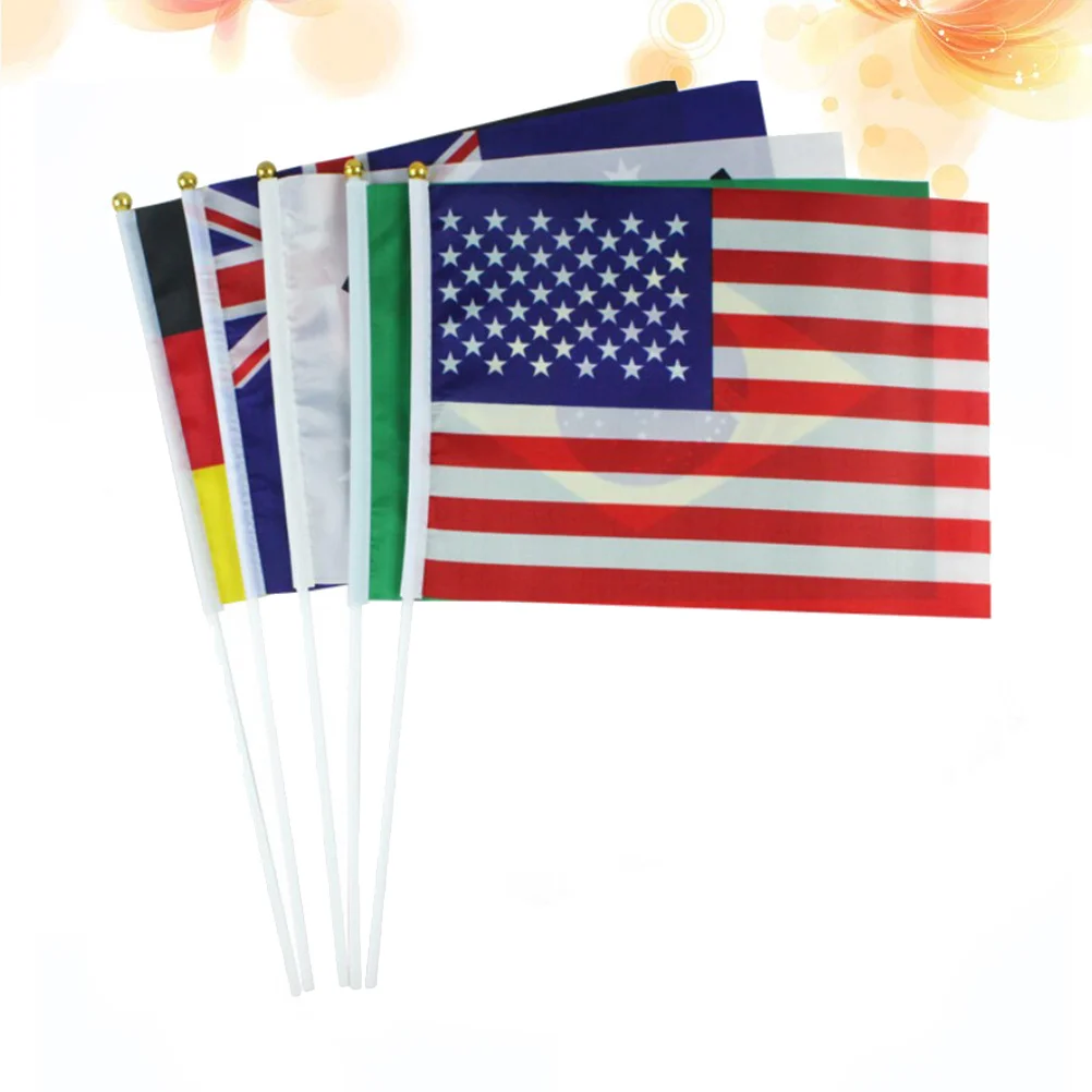 Ръчно Флаг 40 страни на Международния флаг на света Ръчни Малки Национални Миниатюрни знамена на банера за училищни спортове 40шт5