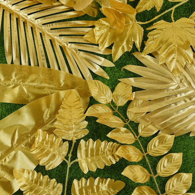 5шт Изкуствени Листа на Тропическите Палми, Златна Коприна лист Костенурки, Клон на Фалшиви растения За Хавайска Сватба, на Джунглата, декор за Парти в чест на рождения Ден3