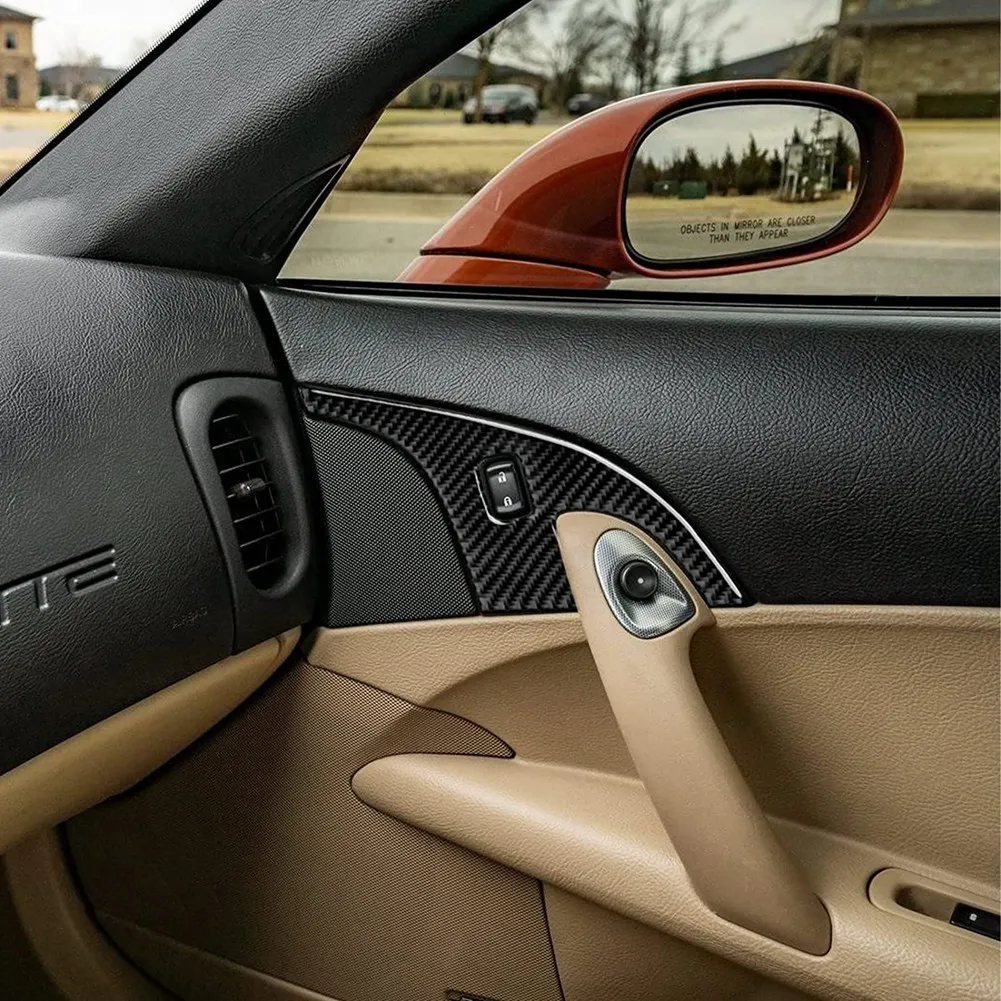 Тампон на система за заключване на вратите на колата е от въглеродни влакна, Стикер-винетка за Chevrolet Corvette C6 2005 2006 2007, Аксесоари за интериора4