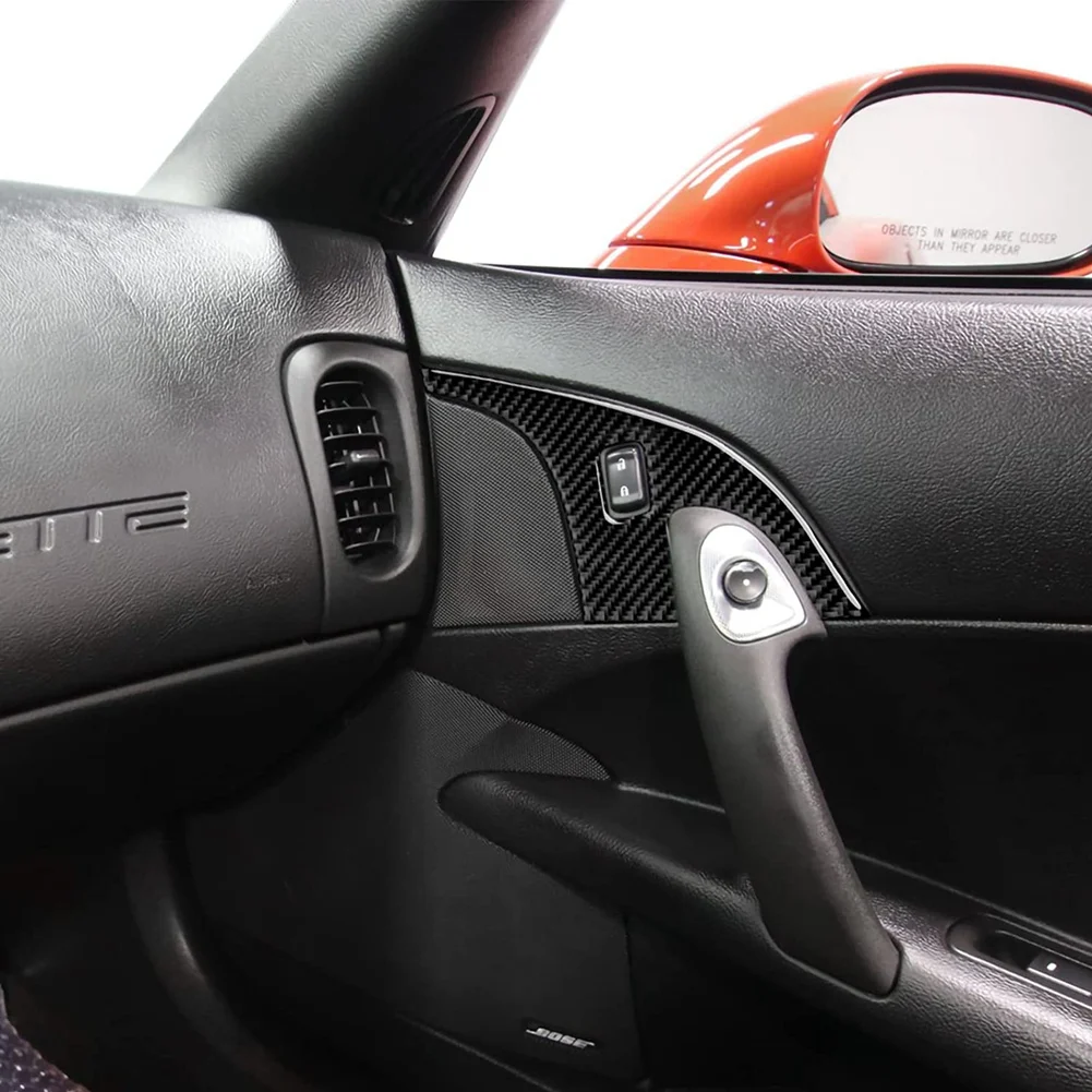 Тампон на система за заключване на вратите на колата е от въглеродни влакна, Стикер-винетка за Chevrolet Corvette C6 2005 2006 2007, Аксесоари за интериора5