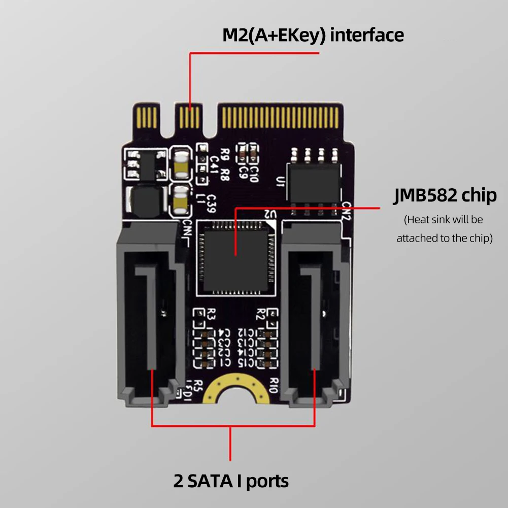 Карта на адаптера за твърдия диск M2 за SATA3.0 Без ключ инсталиране на драйвер A + E WIFI M. 2 За Адаптер разширителни карти SATA с чип JMB5822