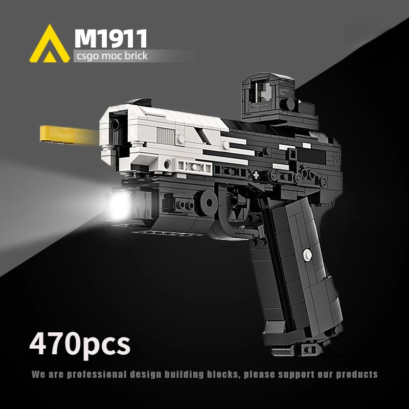MOC Military Weapon Training M1911 Черно Технологичен Блок За Възрастни Издание Играчка Пистолет В Събирането на Стреляемый Момче Детски Тухлена Подарък0