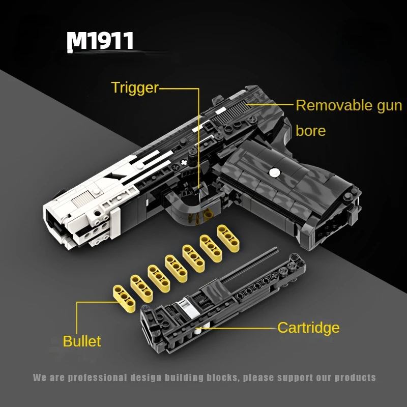 MOC Military Weapon Training M1911 Черно Технологичен Блок За Възрастни Издание Играчка Пистолет В Събирането на Стреляемый Момче Детски Тухлена Подарък1