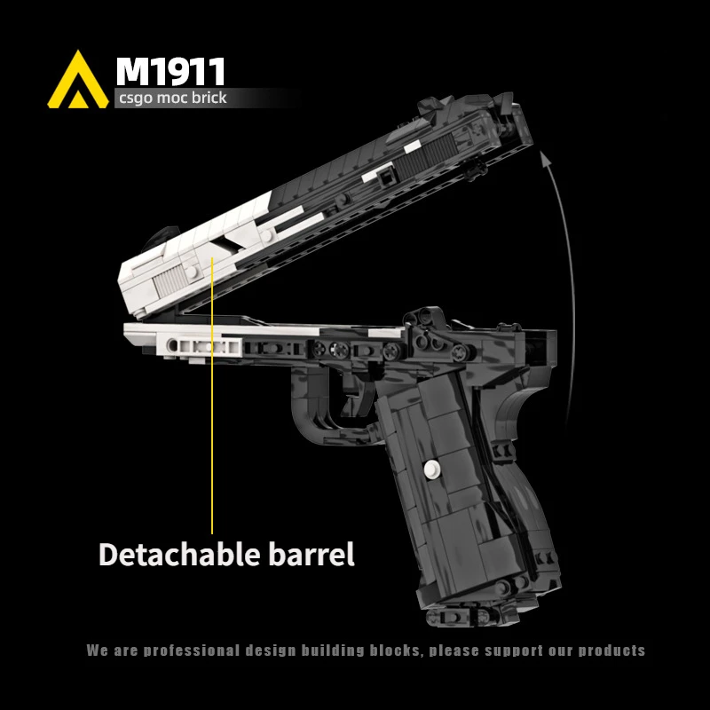 MOC Military Weapon Training M1911 Черно Технологичен Блок За Възрастни Издание Играчка Пистолет В Събирането на Стреляемый Момче Детски Тухлена Подарък3