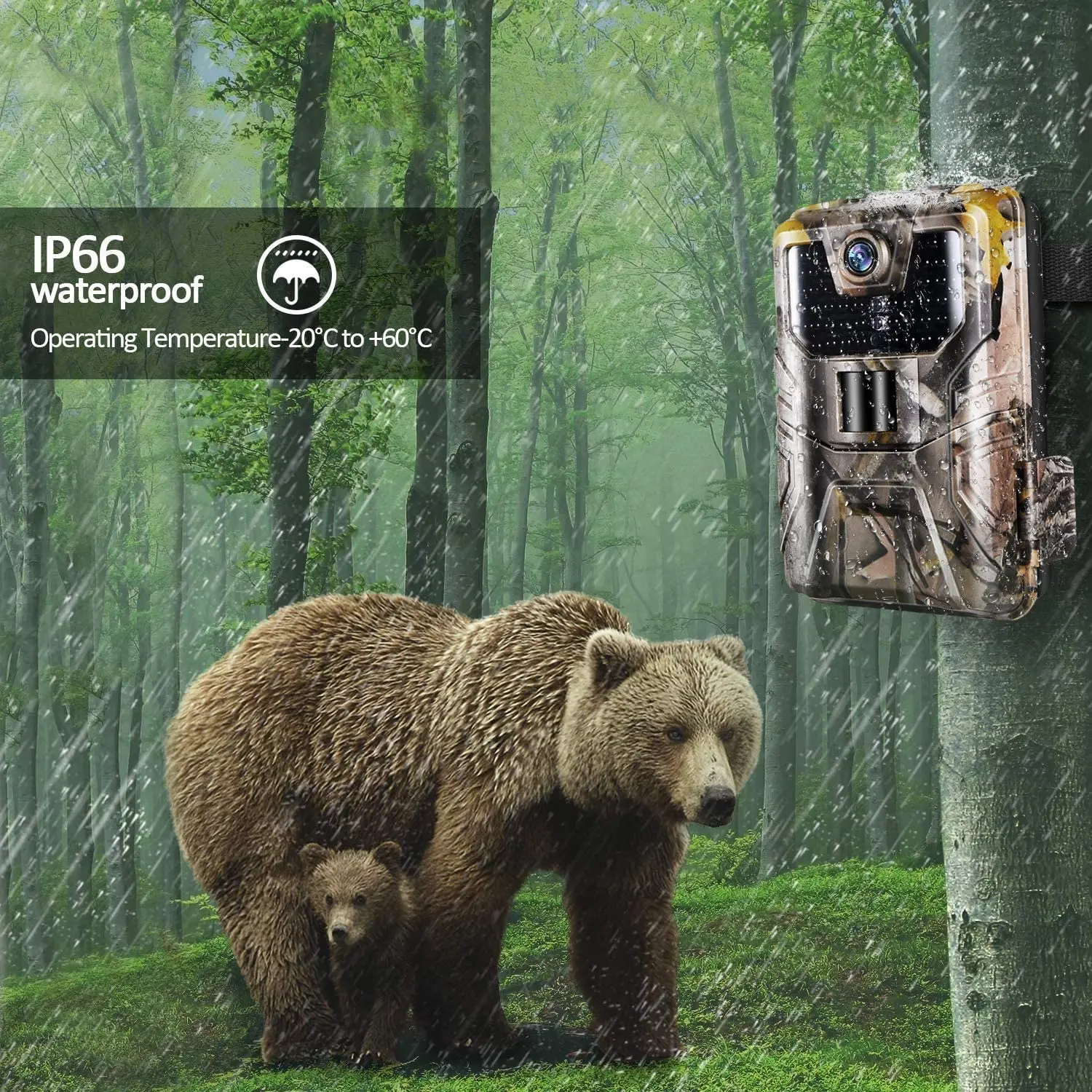 Място за лов на диви животни 36MP 2.7 K Фотоловушки Камера за нощно виждане HC-900A 0.3 s Спусъка Безжично проследяване1