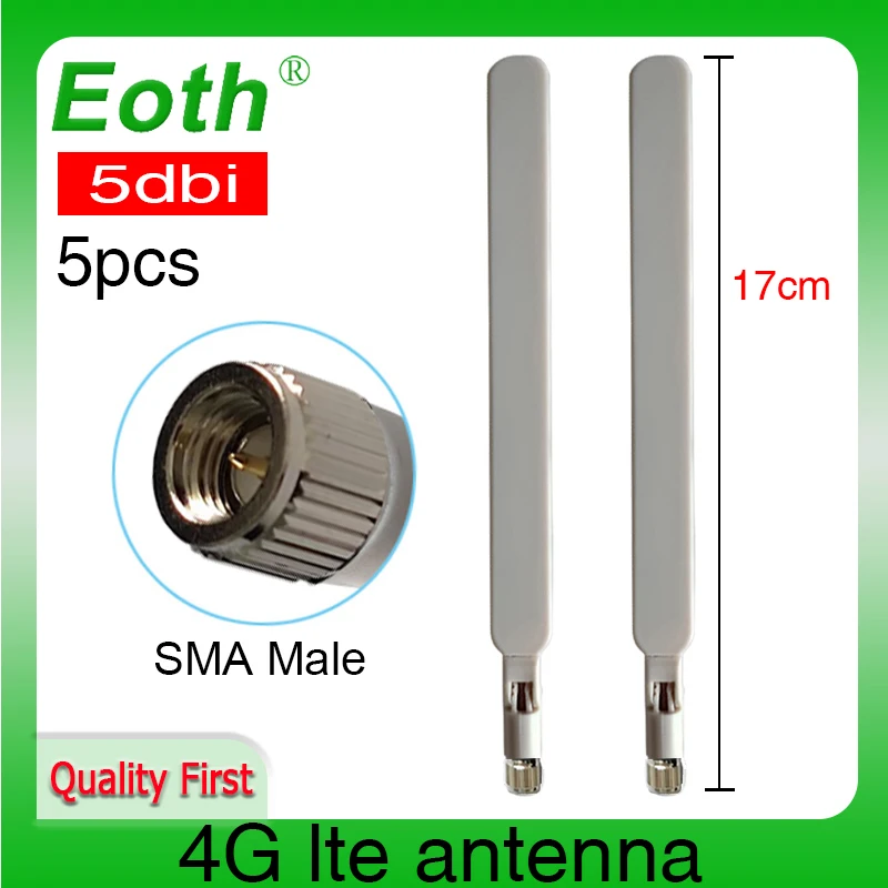 Eoth 5pcs 4G lte антена 5dbi SMA Штекерный конектор antenne за рутер huawei външен ретранслатор безжичен модем antene0