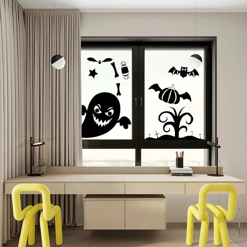 Изящната изработка на прозореца призрачен Хелоуин етикети Хелоуин етикети призраци, вещици, скелети здрав партия за многократна употреба2