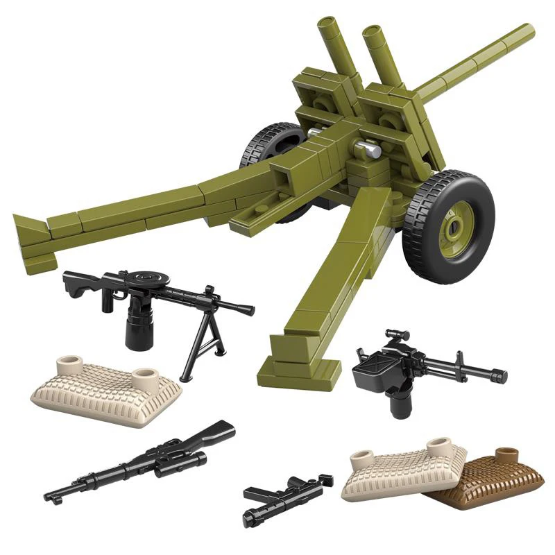 6шт Военна модельная серия WW2 Имитация на Втората световна война Артилерийска Военна техника, направи си САМ Изграждане на Блокове, Тухли, Играчки, Подаръци1