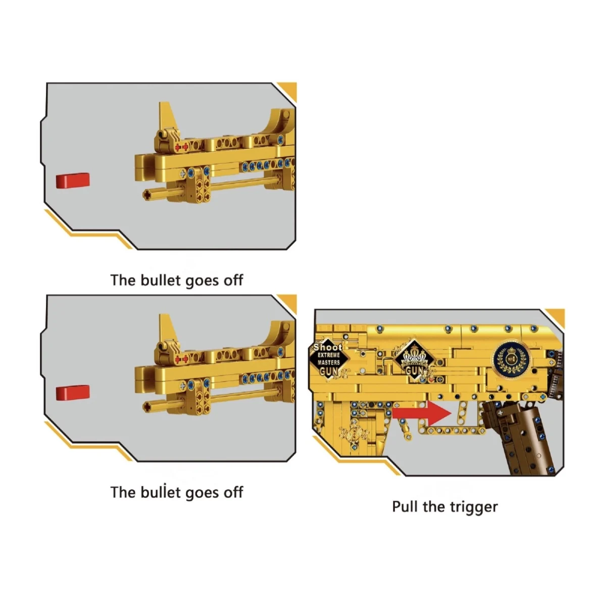 1548 бр. Военно Армейское оръжие, Златна Модел на щурмовата пушка Ak47, строителни блокове, Произведено пистолет, тухли, играчки, подарък за момчета4