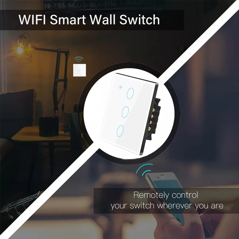 Интелигентен ключ на Hristo WiFi ЕС, САЩ Сензорен екран сензор Интелигентен Ключ Светлина Умен Дом Безжично дистанционно управление чрез Smart Life Алекса Google Home1