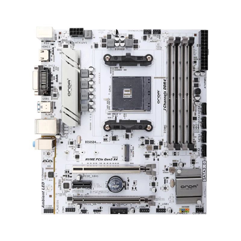Комплект дънната платка ONDA AMD B550 SD4 W AM4 с процесор Ryzen 5 5600 поддържа памет DDR4 64G PCIE4.0 M. 2 NVME4