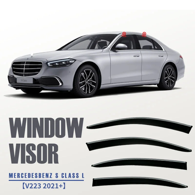 За Mercedes BENZ S CLASS W223 2021 Прозорец Козирка Вентилационни Козирки вентилационна (противовакуумна) канална Козирка Вятърни Дефлектори Очила Дождезащитные Очила0