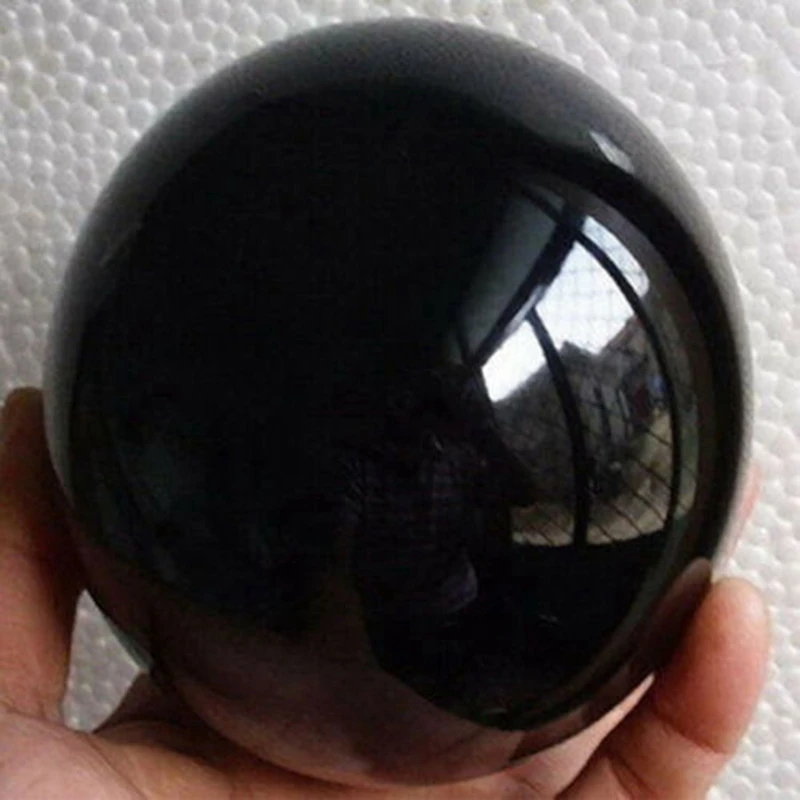 2X80 мм Натурална черна сфера, Голяма кристална топка, лечебен камък с основание2