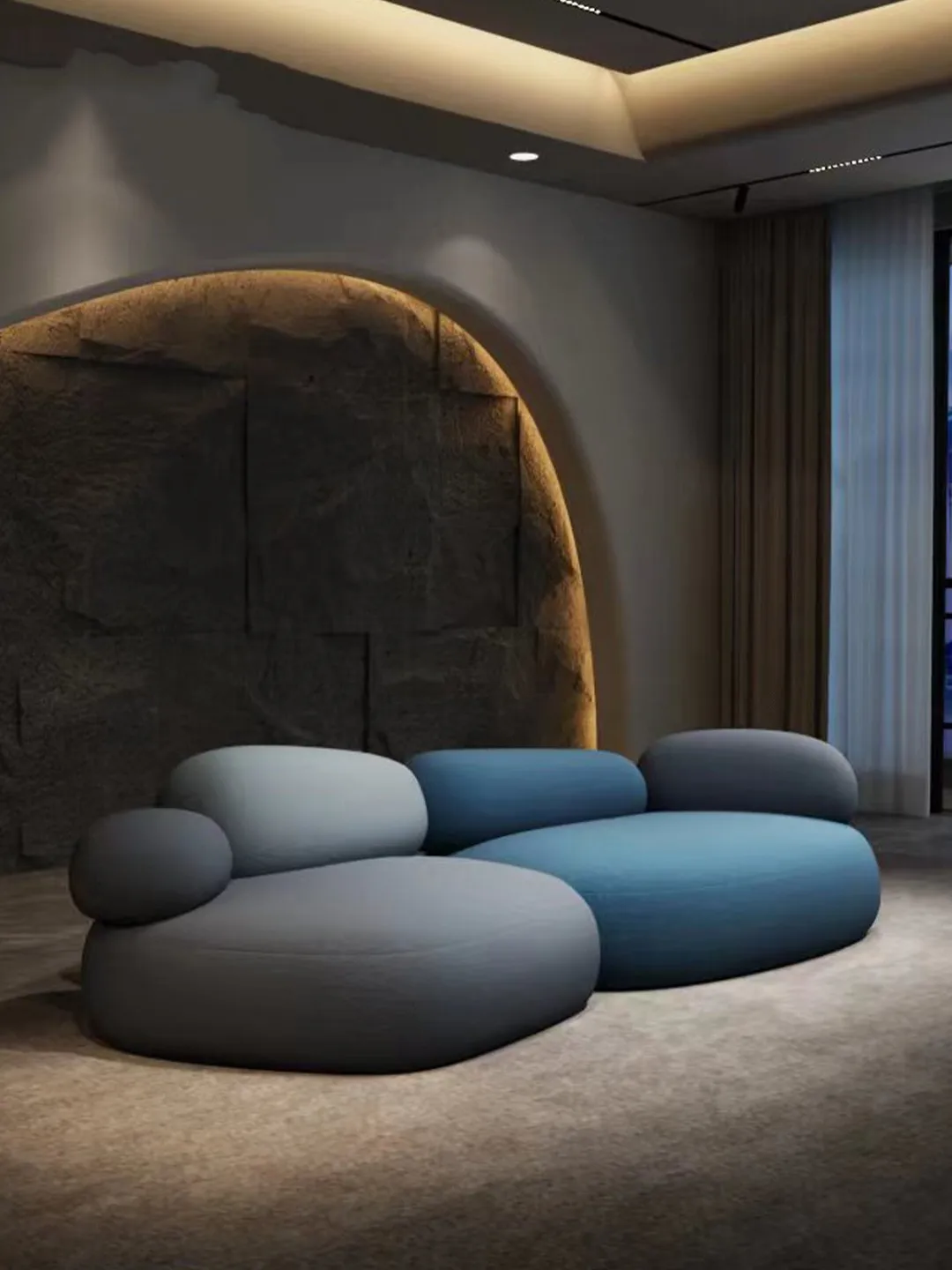 Текстилен диван в формата на едро смляно брашно, креативен дизайнерски заоблен модул от камък в грах, арт стоун2