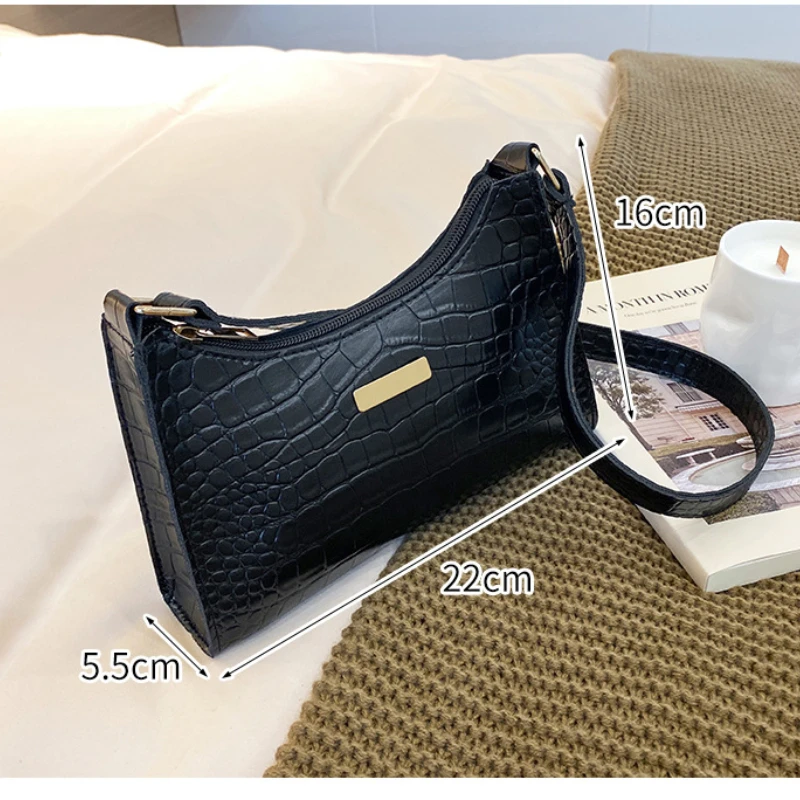 Дамски чанта на едно рамо, подмишница, луксозна дамска чанта, Нова популярната чанта-месинджър с шарките на крокодилска кожа, модерен универсални чанти за4