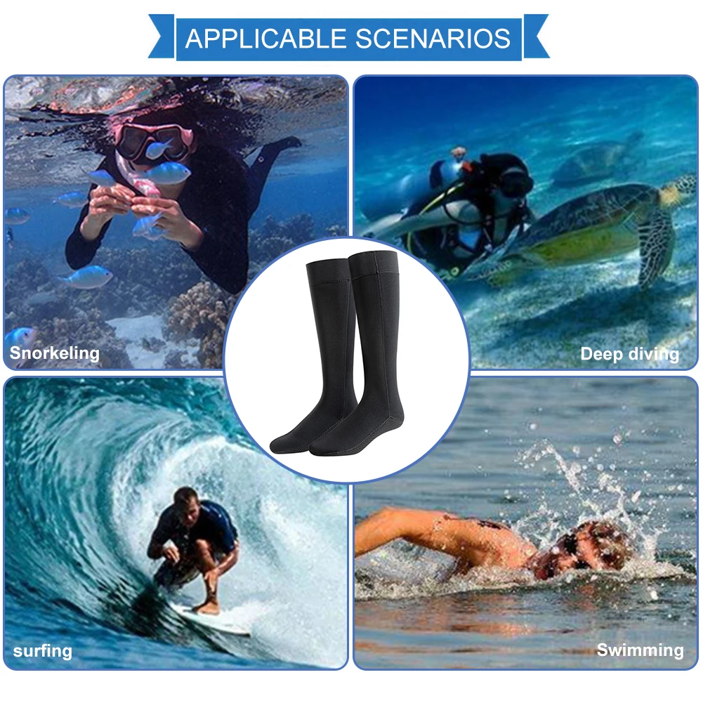 чорапи за гмуркане, 3 мм, за подводен риболов, Зимни Топли, Унисекс, за гмуркане, сърф, Нескользящие неопренови, Преносими, лесни за мъже и жени1