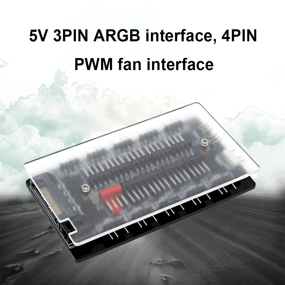 Хъб фен ARGB Контролер 4Pin PWM Контрол на температурата 5V 3-за Контакт синхронизация Безжично дистанционно управление Шаси Hub фен1