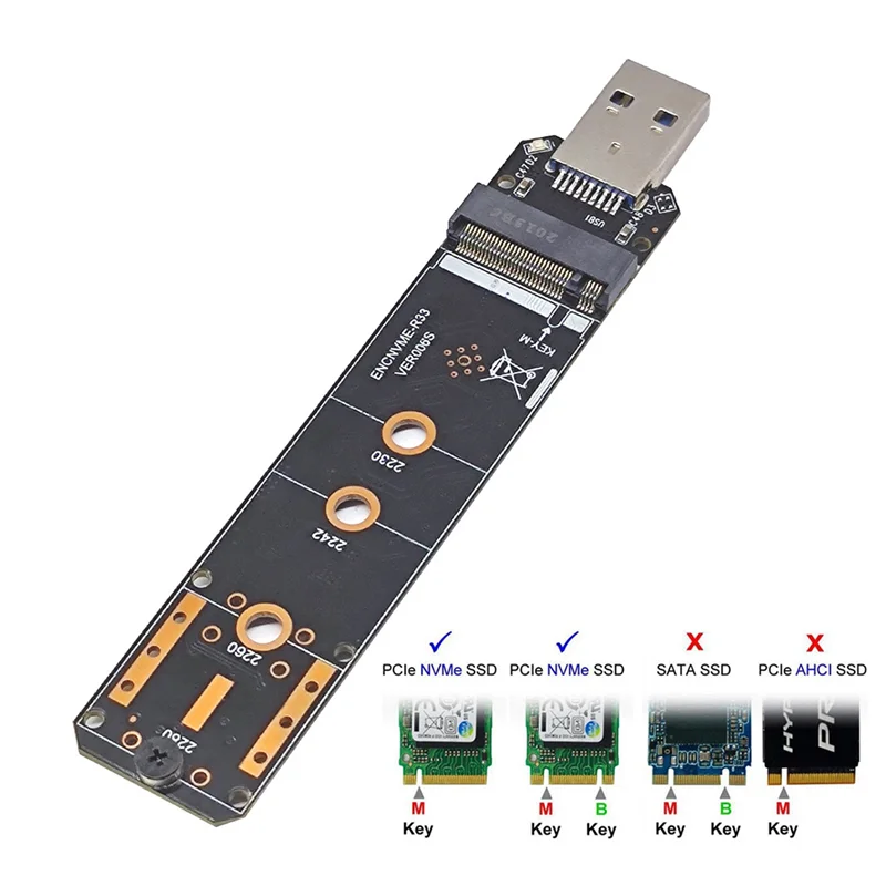 M. 2 NVME SSD към адаптер USB3.2 GEN2 10 gbps M. 2 NVME SSD Адаптер за 2230 2242 2260 2280 NVME M. 2 SSD RTL9210B4