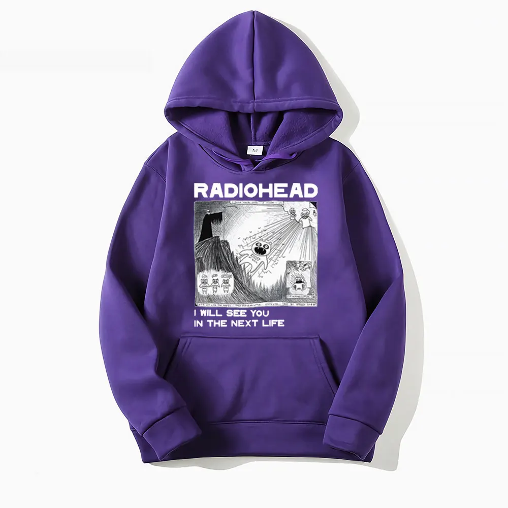 Качулки Radiohead Рок група Реколта В стил Хип-хоп, ще се Видим в следващия живот, любителите на музиката, Принт, Мъжки Дамски Руното Hoody, Градинска Облекло3