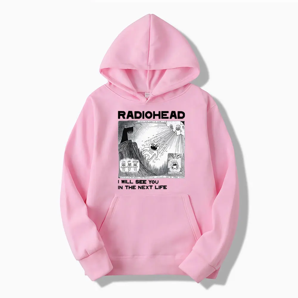 Качулки Radiohead Рок група Реколта В стил Хип-хоп, ще се Видим в следващия живот, любителите на музиката, Принт, Мъжки Дамски Руното Hoody, Градинска Облекло5