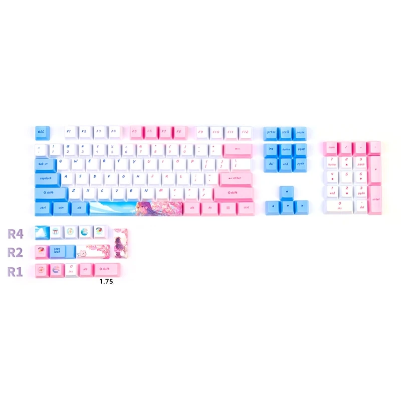 Механични капачки за ключове, Сини, розови, момичета, OEM 118 клавиш за превключватели Cherry MX4