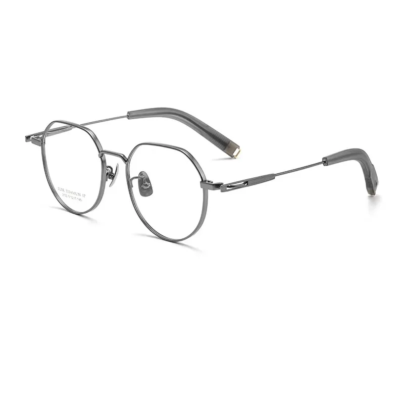 53 мм Модерни Дамски слънчеви Очила Удобни Реколта Полигональные Точки От чист Титан, Рамки За Очила По Рецепта За Мъже 2102P3