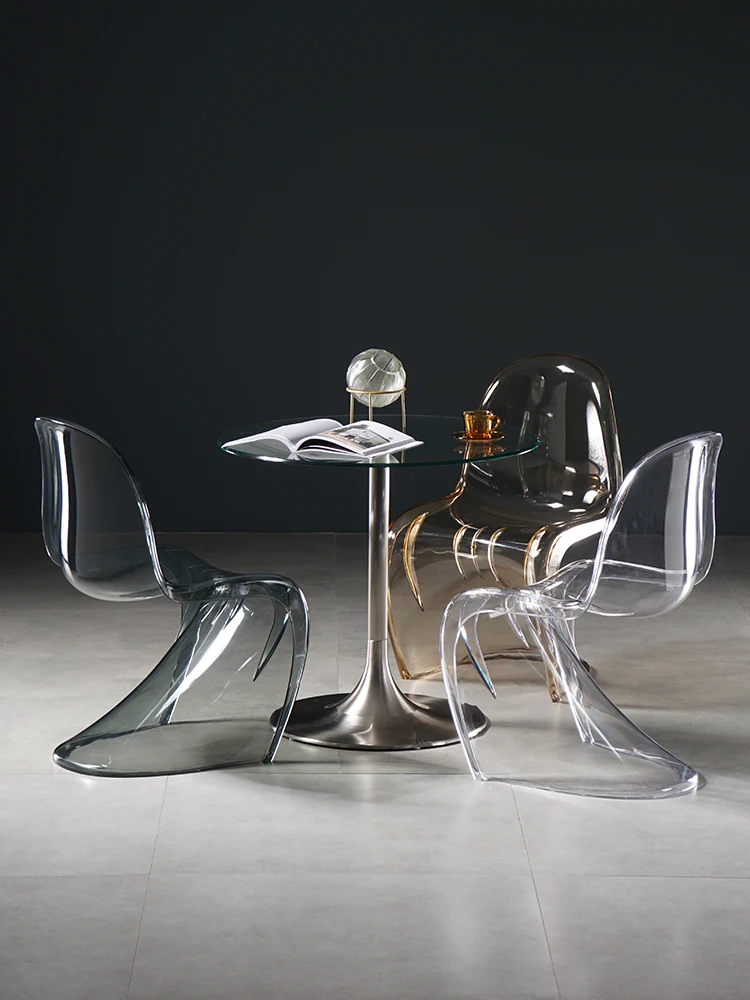 Скандинавски маса за хранене, стол, Творчески кът стол от акрил пластмаса, Кристална Стол, Мебели за трапезария, Прозрачен стол2
