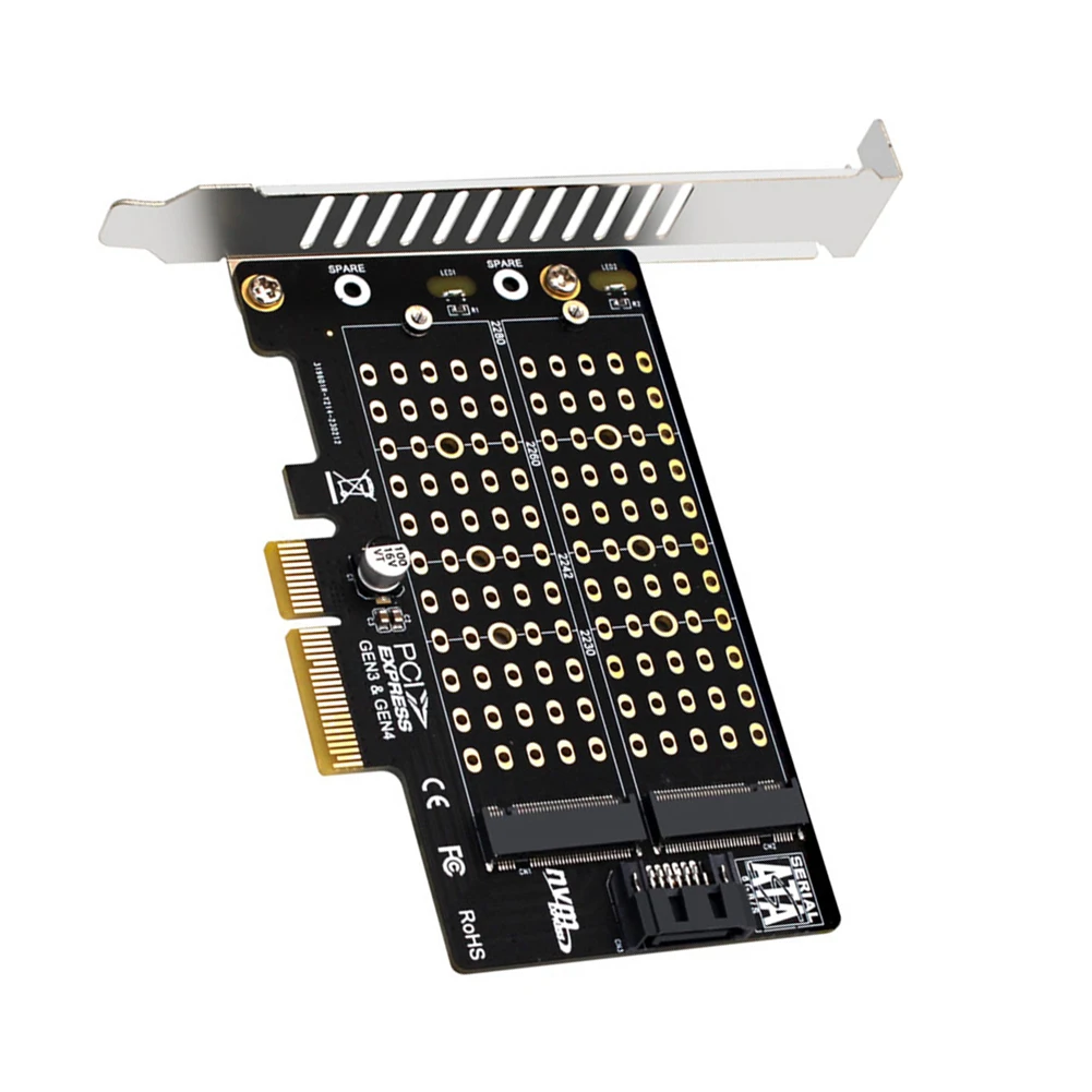 Преносима карта за разширяване с две отделения Mini за PCIE SSD SATA Адаптер със Скорост на трансфер на 32 gbps SATA Адаптор за M. 2 NVMe NGFF3