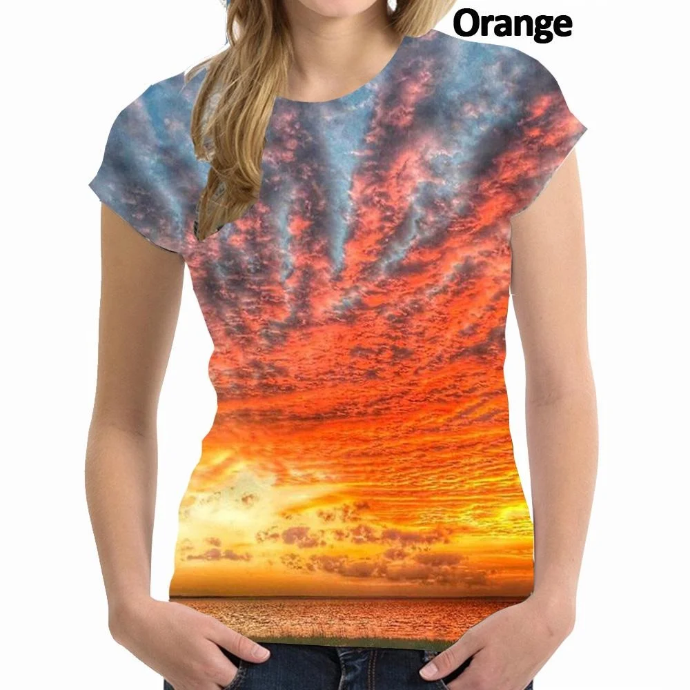 Нова мода тениска с 3D-сайкъделик принтом За мъже и жени, ризи с къси ръкави и шарките на небето под формата на цветни облаци1