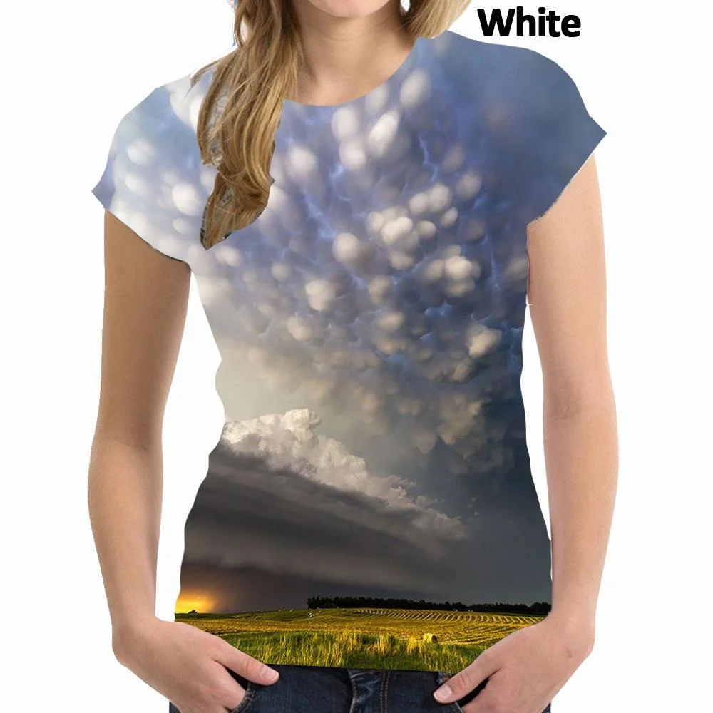 Нова мода тениска с 3D-сайкъделик принтом За мъже и жени, ризи с къси ръкави и шарките на небето под формата на цветни облаци3