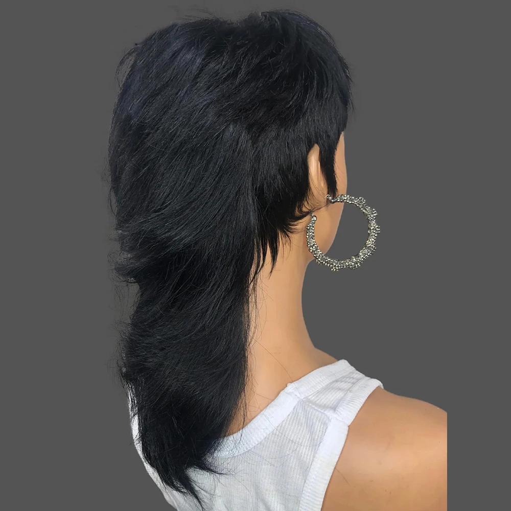 Къса Перуки в стил Pixie, Напълно Машинен перука с бретон под формата на Ласточкиного на Опашката, Прави Светли и Перуки от човешка коса Remy Мълет За жени3