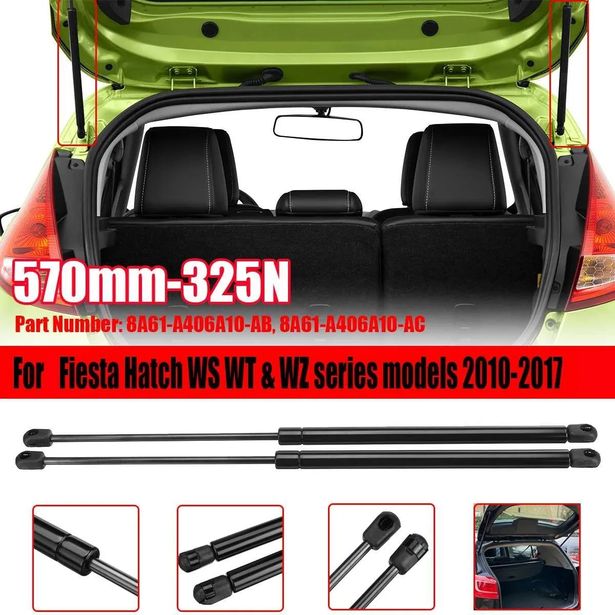 2 бр. Газови Багажник Багажника на Колата, Повдигаща Газова Пружина за Ford Fiesta Хечбек Серията WS WT WZ 2010-2017 570 мм 325N0