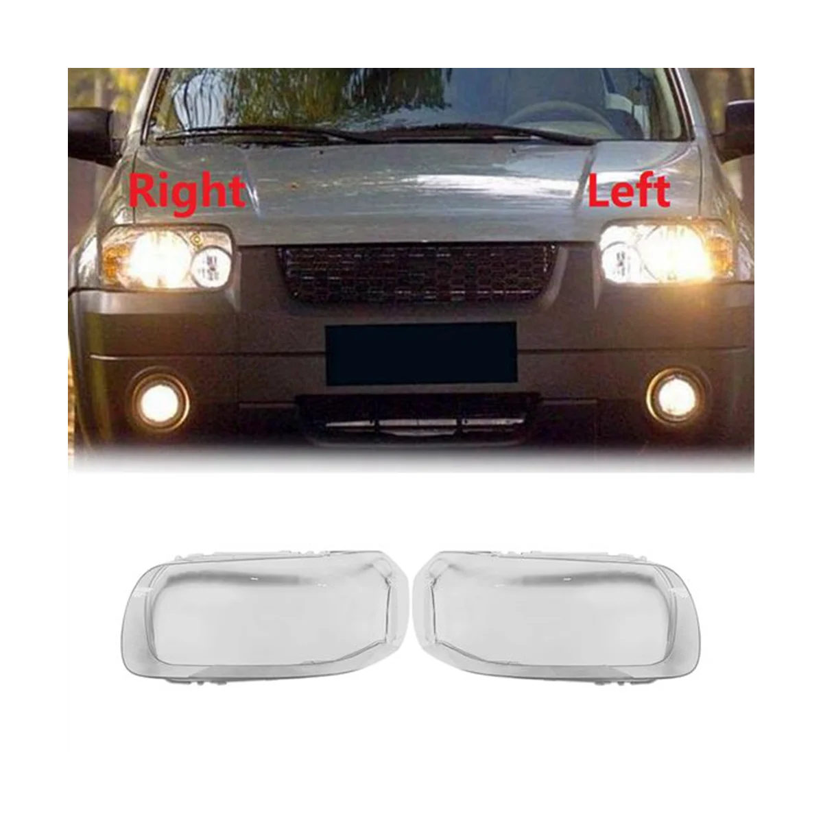 Автомобилна ляв фар във формата на миди, Лампа, Прозрачна капачка за обектива, капачка фарове за Kuga 2005 2006 20071