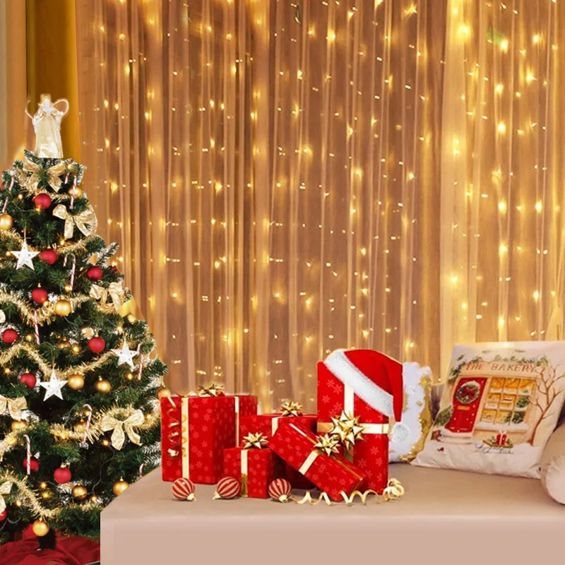 Коледни USB Led Светлини на Гирлянда от Медна Тел, Страхотна Венец, Завеса, Лампа, Коледна сватба, Коледни Осветление, Украса4